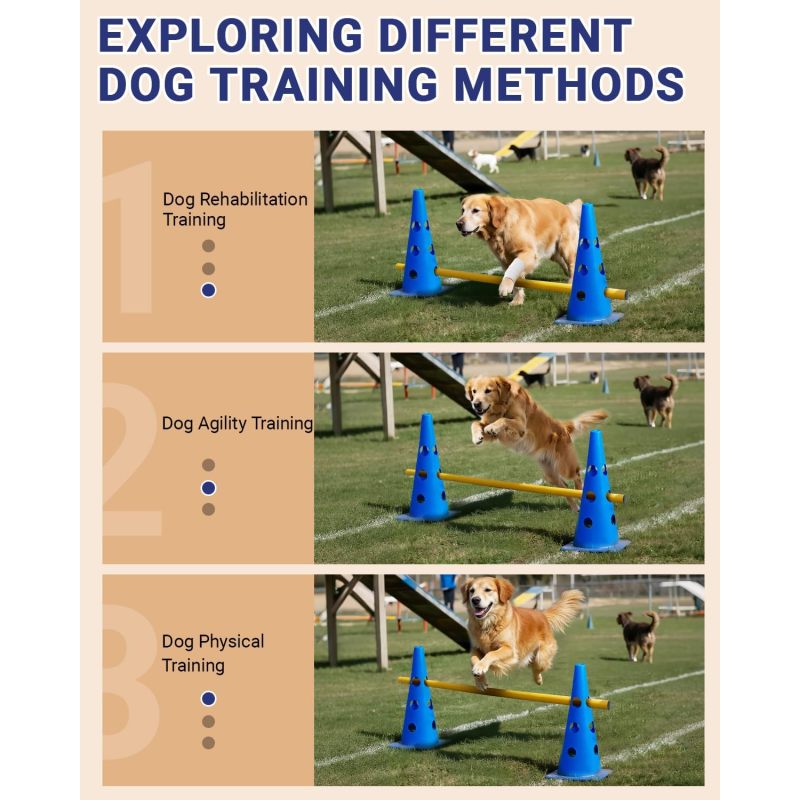 Dog Agility Hurdle Cone Set Canine Agility Training Equipment 6 Set