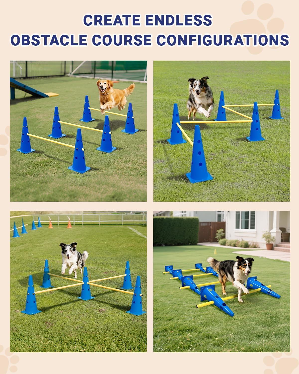 Dog Agility Hurdle Cone Set Canine Agility Training Equipment 6 Set