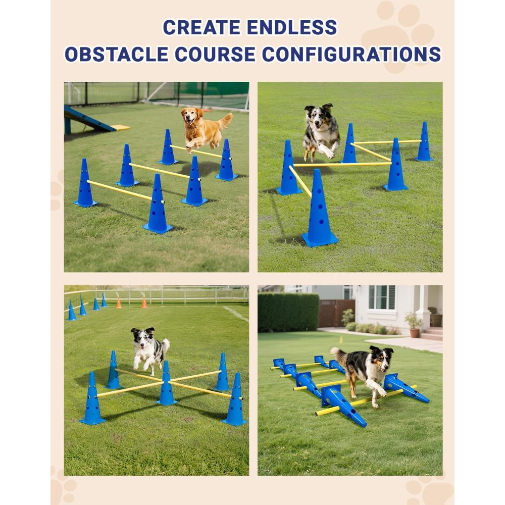 Dog Agility Hurdle Cone Set Canine Agility Training Equipment 6 Set