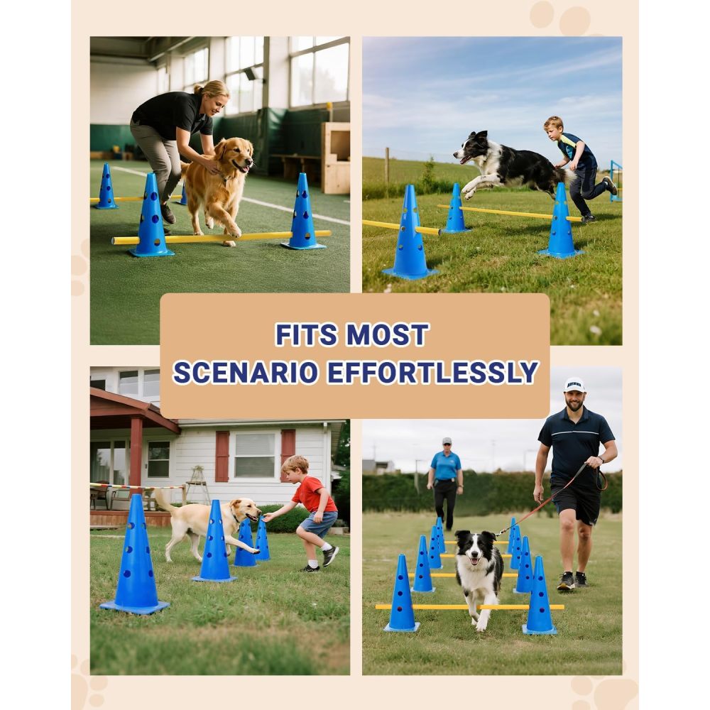 Dog Agility Hurdle Cone Set Canine Agility Training Equipment 6 Set