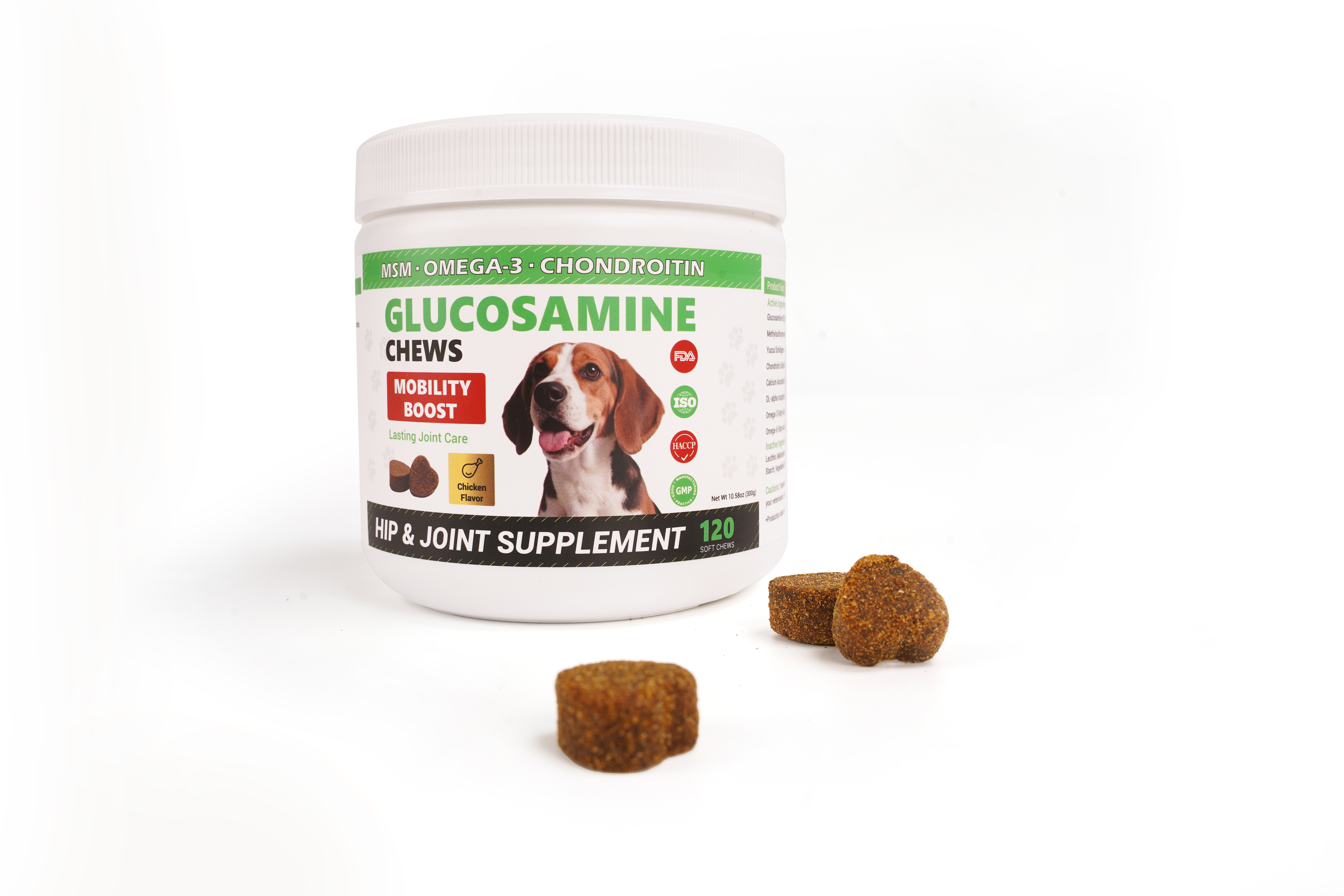 Glucosamine Chondroitin Hip and Joint Supplement for Dogs Chicken Flavor
