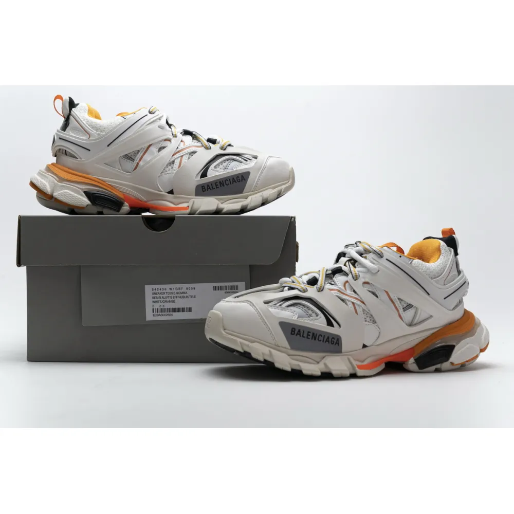 CocoKicks Balenciaga Track LED White Orange 542436 W1GB7 9059