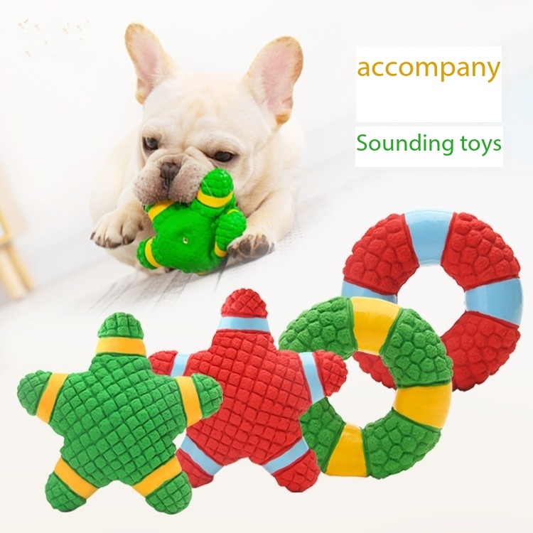 Pet Toy Dog Bite Resistant Latex Sound Soft Dog Playing Toys With Squeaky Donut Shape Pet Dog Toy