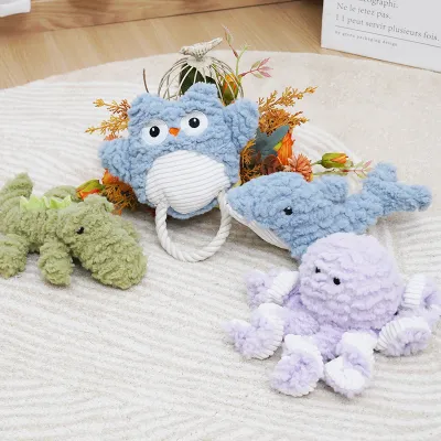 Latex Soft Plush Dog Playing Toys With Squeaky Shark Shape Pet Dog Toy 02