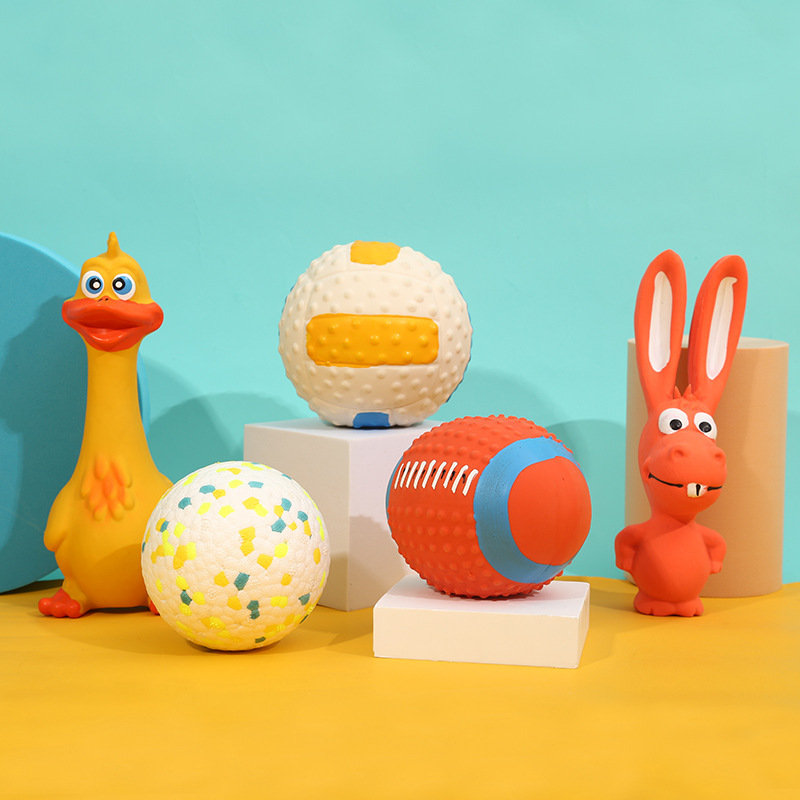 Pet Toy Dog Bite Resistant Latex Sound Soft Plush Dog Playing Toys With Squeaky Animal Shape Pet Dog Toy