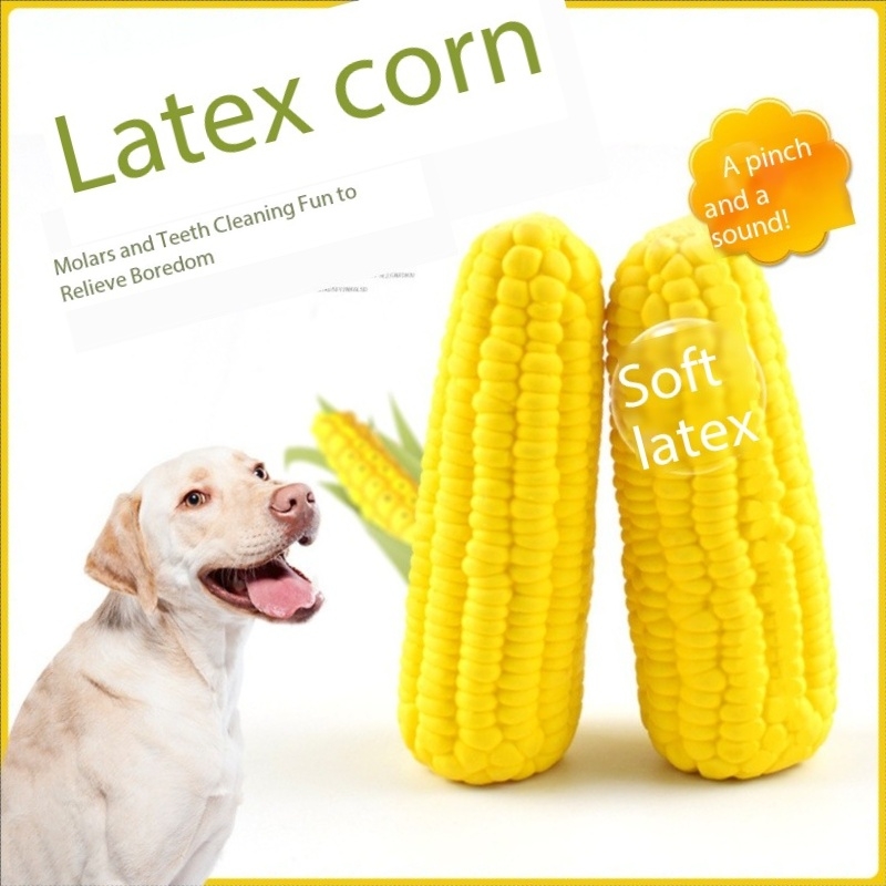Pet Toy Dog Bite Resistant Latex Sound Soft Plush Dog Playing Toys With Squeaky Corn Shape Pet Dog Toy