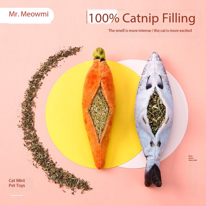 Fish Silvervine Refillable Catnip Toy Ball for Big Cat