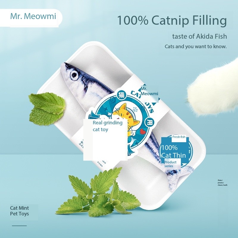 Fish Silvervine Refillable Catnip Toy Ball for Big Cat