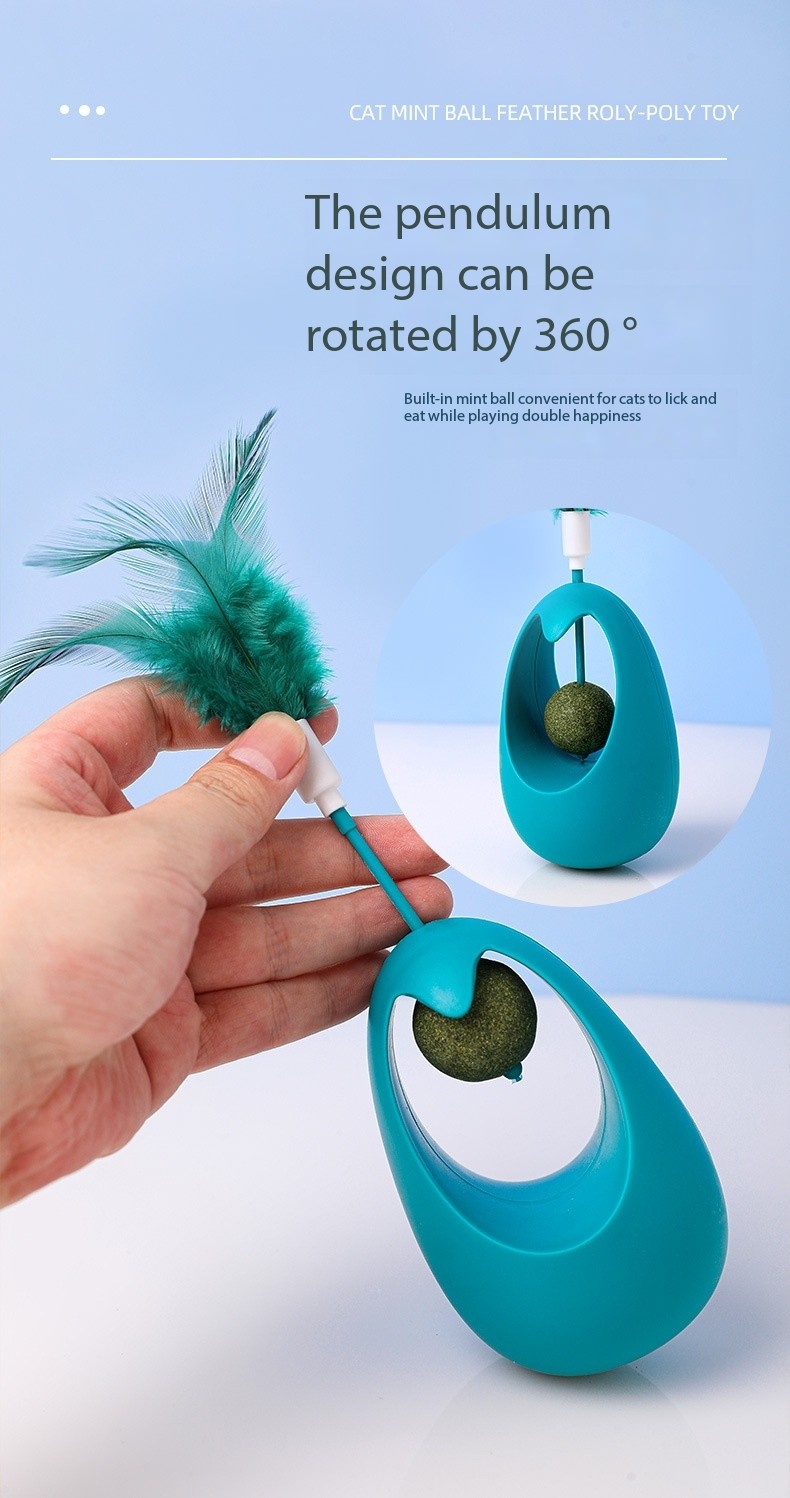 Fluffy Feather Catnip Tumbler Ball Toy For Kitten Big Cat