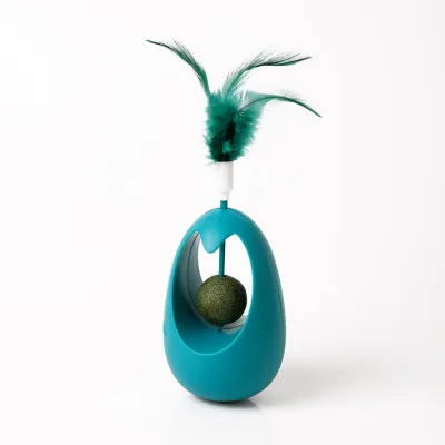 Fluffy Feather Catnip Tumbler Ball Toy For Kitten Big Cat 01