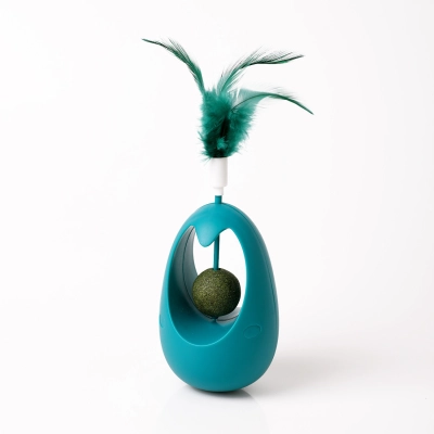 Fluffy Feather Catnip Tumbler Ball Toy For Kitten Big Cat 01