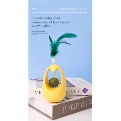 Fluffy Feather Catnip Tumbler Ball Toy For Kitten Big Cat 02