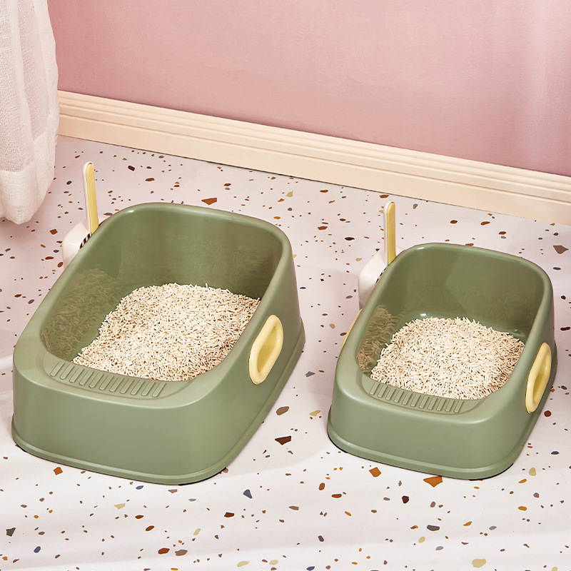 Protable Three-color Fancy with Shovel Cat Litter Box