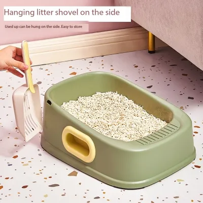 Protable Three-color Fancy with Shovel Cat Litter Box 02