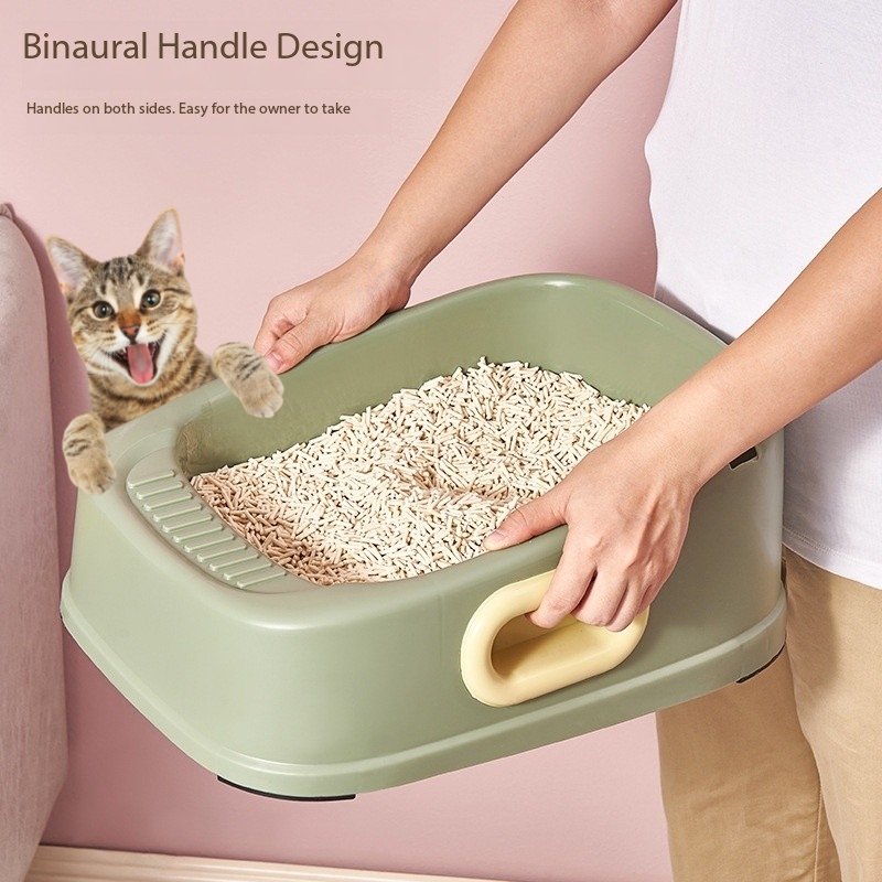 Protable Three-color Fancy with Shovel Cat Litter Box