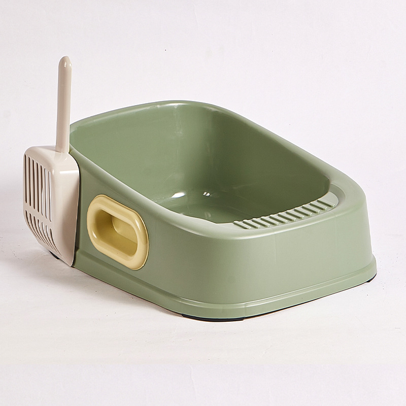 Protable Three-color Fancy with Shovel Cat Litter Box