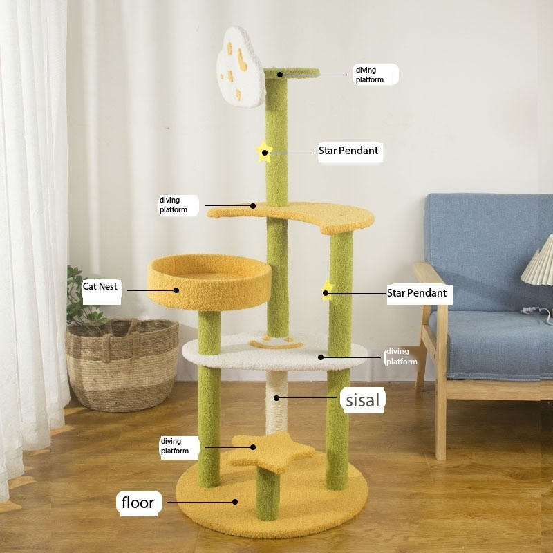 47 Inches Star Sisal Cat Scratch Tower Tree 