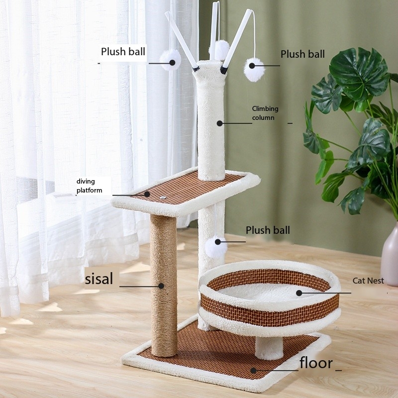 51 inches Luxury Multi Layer Sisal Cat Scratch Tower Tree 
