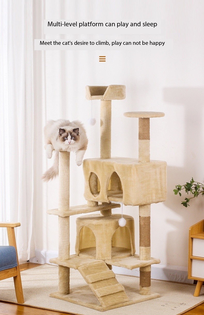 52 INCHES Eight Level Sisal Cat Scratch Tower Tree