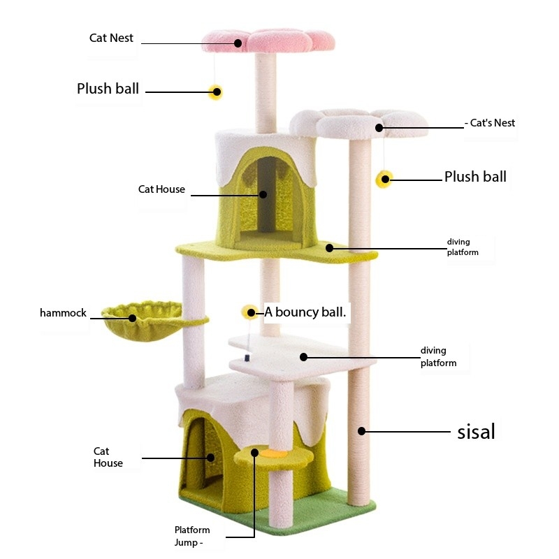 55 inches Flora Sisal Cat Scratch Tower Tree Preventing From Scratching Furniture