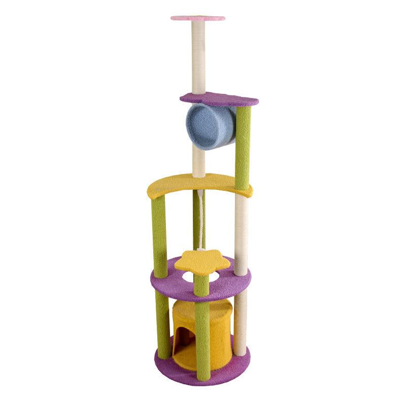 67 Inches Moon Multi Level Sisal Cat Scratch Tower