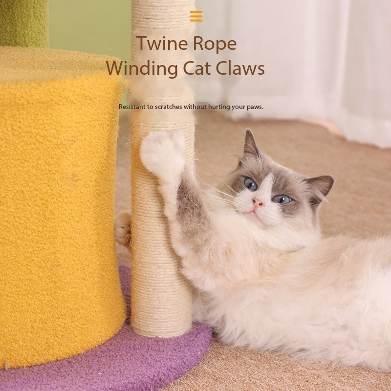 67 Inches Moon Multi Level Sisal Cat Scratch Tower