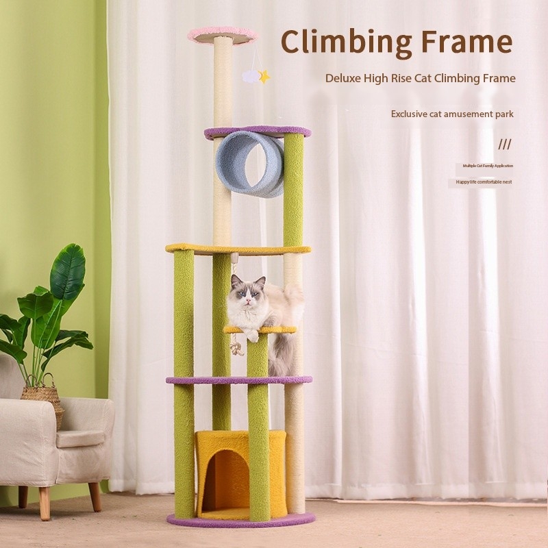 67 Inches Moon Multi Level Sisal Cat Scratch Tower