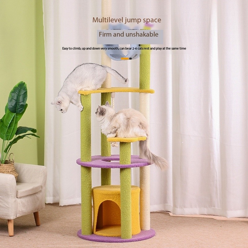67 Inches Moon Multi Level Sisal Cat Scratch Tower