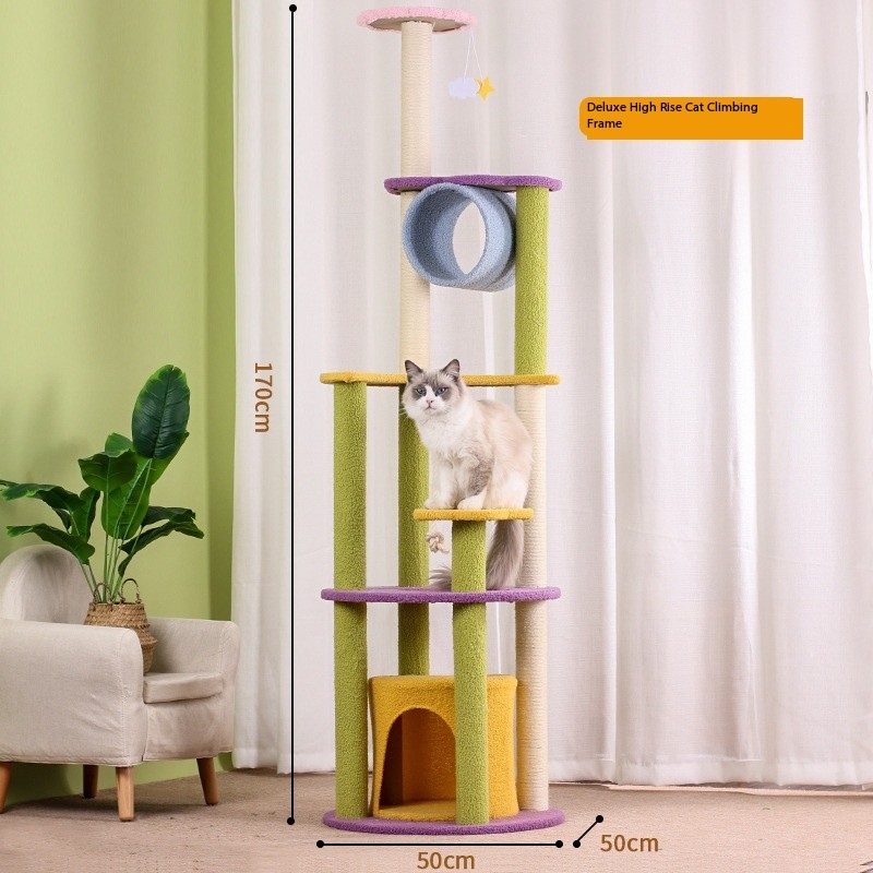 67 Inches Moon Multi Level Sisal Cat Scratch Tower
