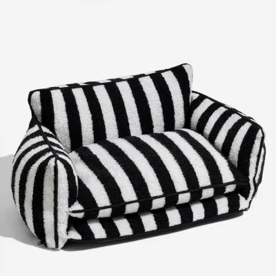 Strip Wool Large Dog Cough Bed Sofa Washable With Removable Covers 01