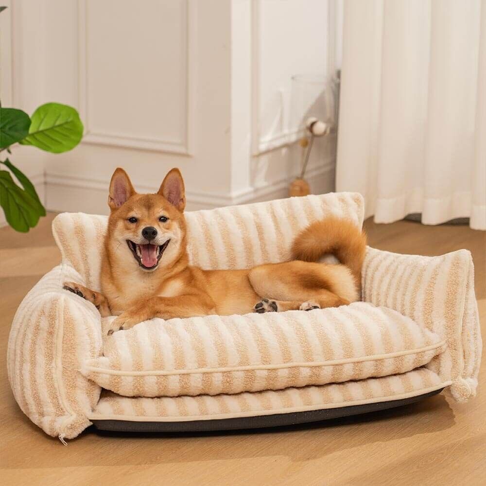 Strip Wool Large Dog Cough Bed Sofa Washable With Removable Covers