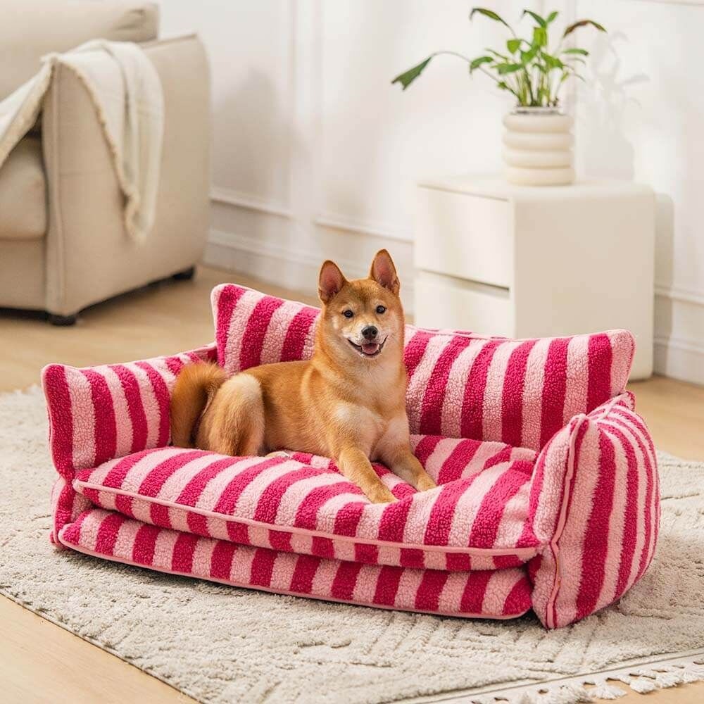 Strip Wool Large Dog Cough Bed Sofa Washable With Removable Covers