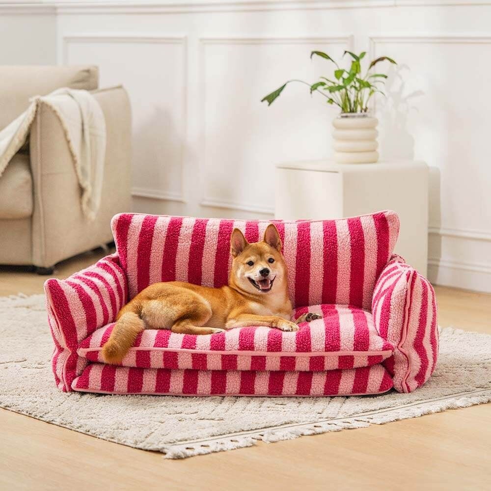 Strip Wool Large Dog Cough Bed Sofa Washable With Removable Covers