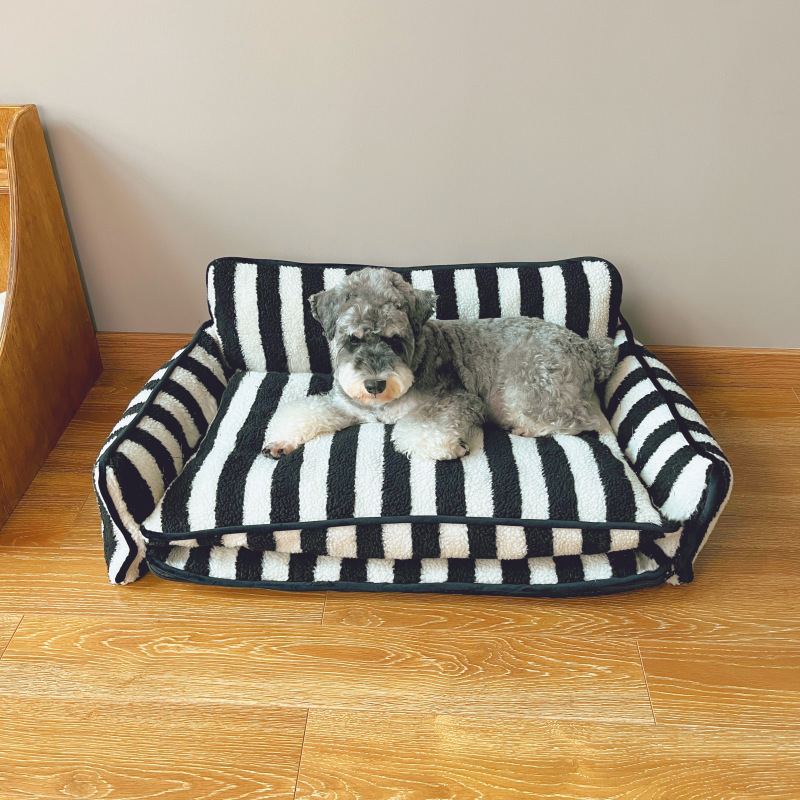 Strip Wool Large Dog Cough Bed Sofa Washable With Removable Covers