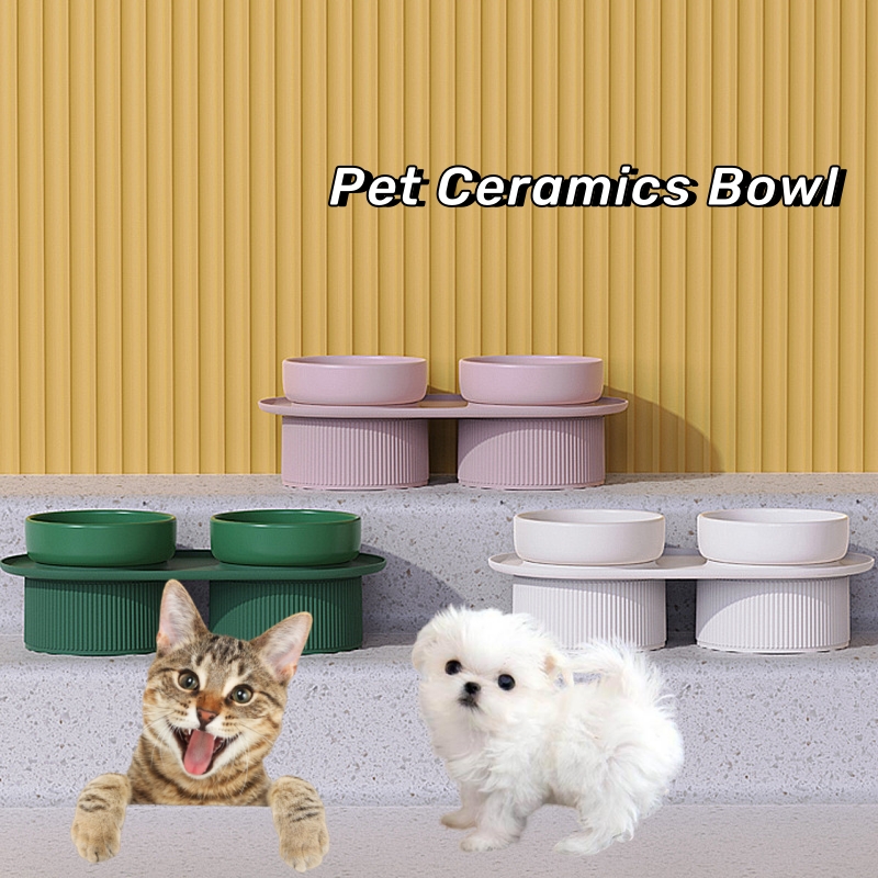 Hot Selling Round Detachable Fashionable Simple Ceramic Cat Bowl