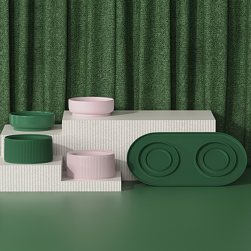 Hot Selling Round Detachable Fashionable Simple Ceramic Cat Bowl