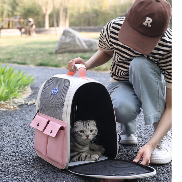 Neon Pu Waterproof Dog Carrier Backpack For Small Dog Cat For Travel