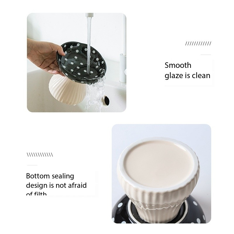 Premium Mushroom Shaped Elevated Neck Guard Ceramic Cat Bowl