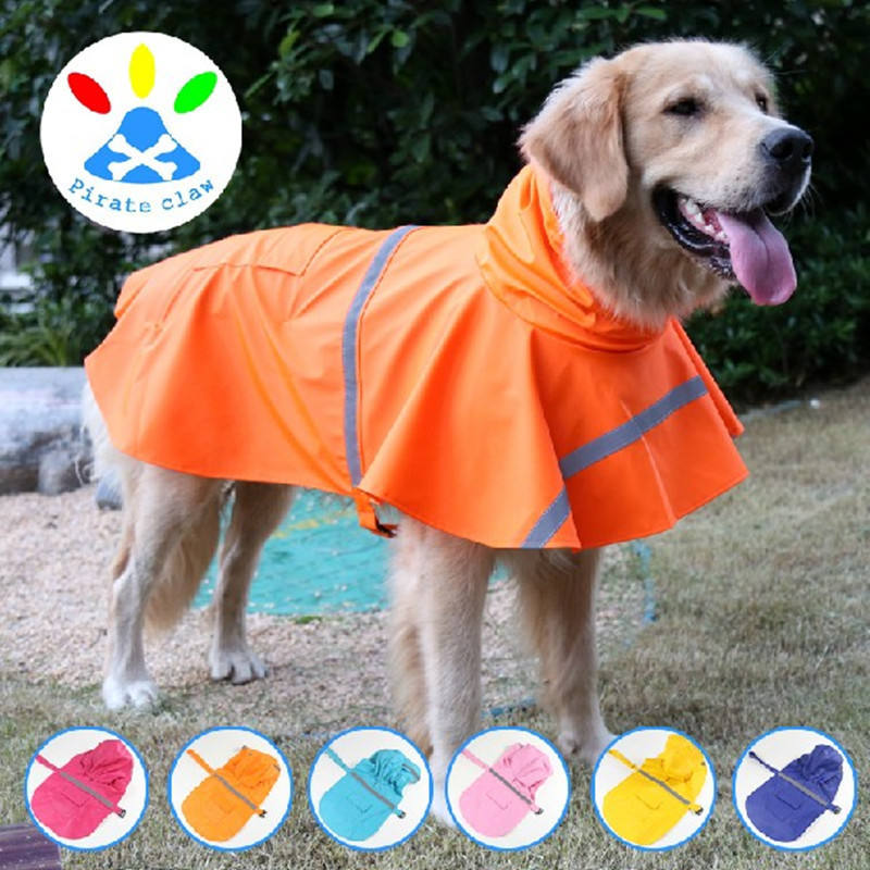Adjustable Reflective Canine Raincoats Yellow X Large Waterproof Rain Jackets For Dog
