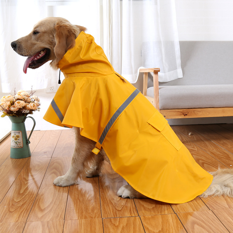 Adjustable Reflective Canine Raincoats Yellow X Large Waterproof Rain Jackets For Dog
