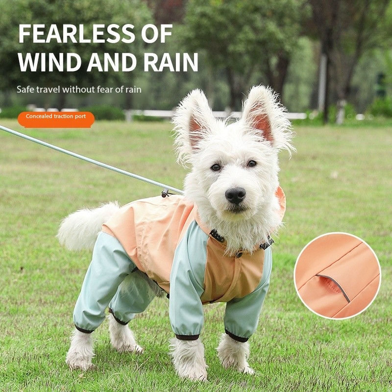 Cute Waterproof Canine Raincoats Small Medium Dog Rain Coat With Legs And Hood