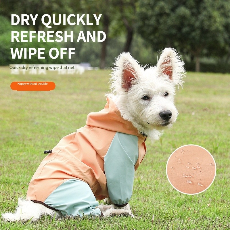 Cute Waterproof Canine Raincoats Small Medium Dog Rain Coat With Legs And Hood