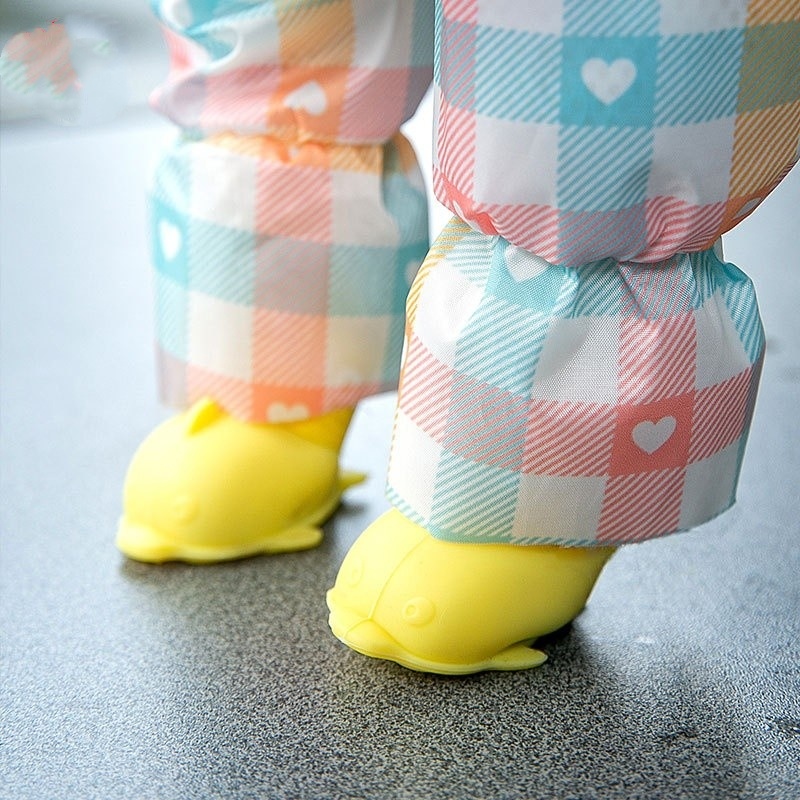 Plaid Waterproof Canine Raincoats Small Medium Dog Rain Coat With Legs And Hood