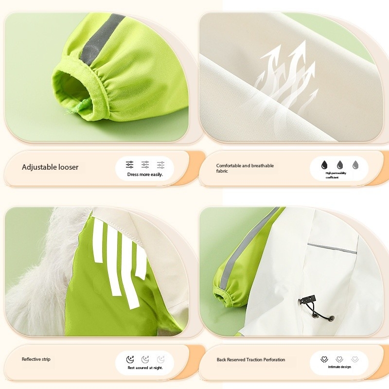 Waterproof Canine Raincoats Small Medium Lightweight Dog Raincoat With Legs