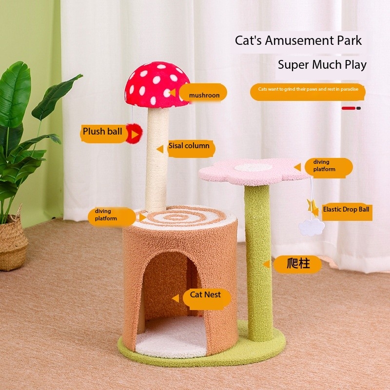 29 Inches Mushroom Sisal Cat Scratch Tower Tree Preventing From Scratching Furniture