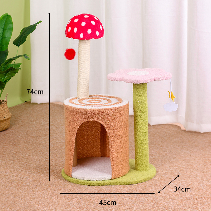 29 Inches Mushroom Sisal Cat Scratch Tower Tree Preventing From Scratching Furniture