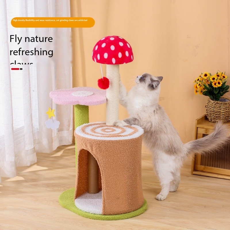 29 Inches Mushroom Sisal Cat Scratch Tower Tree Preventing From Scratching Furniture