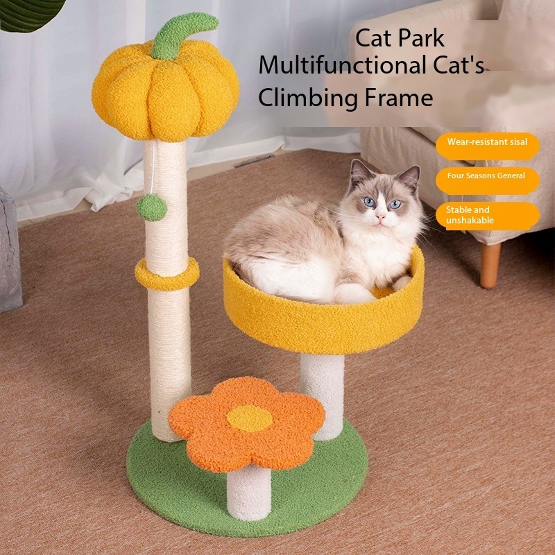 29 Inches Pumpkim Sisal Cat Scratch Tower Tree Preventing From Scratching Furniture