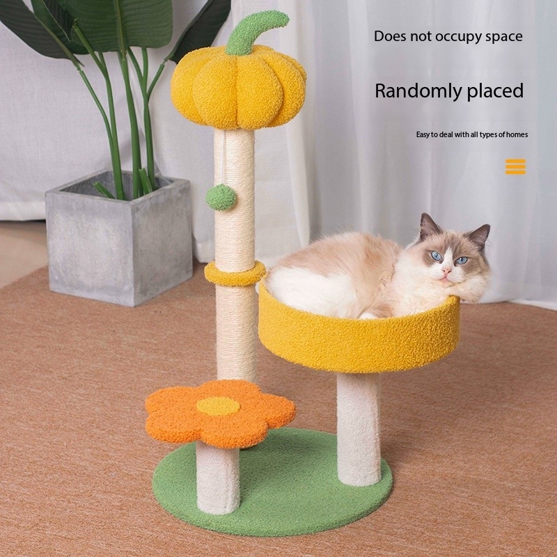 29 Inches Pumpkim Sisal Cat Scratch Tower Tree Preventing From Scratching Furniture