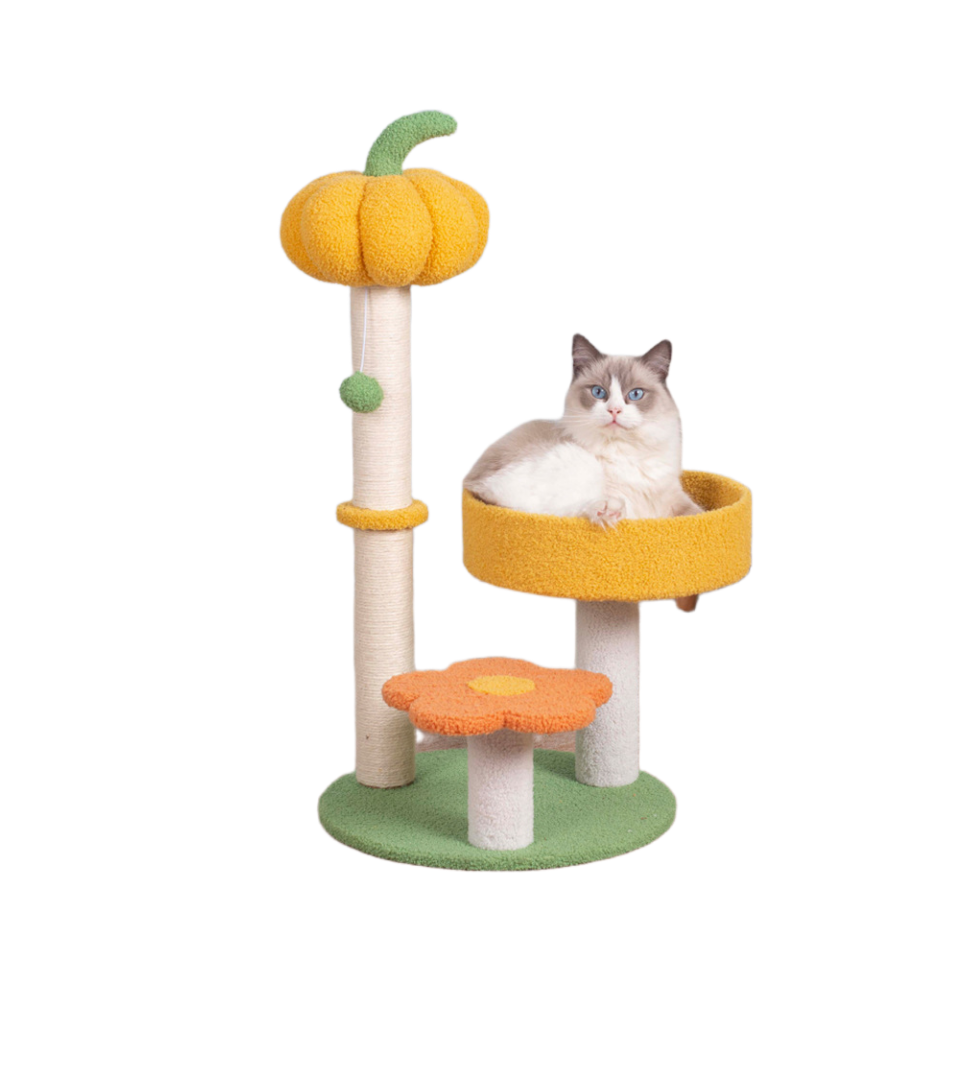 29 Inches Pumpkim Sisal Cat Scratch Tower Tree Preventing From Scratching Furniture